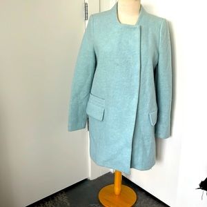 Zara Warm Trench Dress Boucle Coat Blue